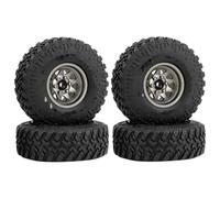 Neumáticos de Coche RC Compatible con Axial para SCX24 AX24 para TRX4M para FMS 1/18 1/24 RC Crawler Car Piezas De Metal 1.0 "Beadlock Deep Dish Juego De Ruedas De Neumáticos 4 Piezas(Gray)