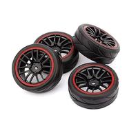 Neumáticos de Coche RC Compatible con On-Road para Touring 1/10 RC Drift Car RC Cars Pieza De Actualización Accesorio 4 Uds Llantas Y Neumáticos De Goma para Cubo De 12mm