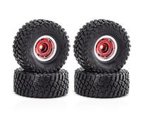 Neumáticos de Coche RC Compatible con TRX4M para SCX24 AX24 para FCX24 1/18 1/24 Coche Trepador Control Remoto Piezas De Mejora Accesorios 57mm 1,0 "Juego De Neumáticos De Rueda Metal Beadlock(Red)