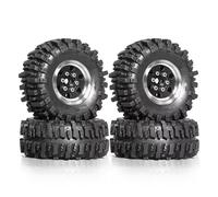Neumáticos de Coche RC Compatible con TRX4M para SCX24 AX24 para FCX24 1/18 1/24 Coche Trepador De Control Remoto Piezas Mejora Accesorios 55mm 1,0 "Juego Neumáticos De Rueda De Metal Beadlock(Black)