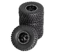 Neumáticos de Coche RC Compatible con TRX4M para SCX24 AX24 para FCX24 1/18 1/24 Coche Trepador De Control Remoto Piezas Mejora Accesorios 57mm 1,0 "Juego De Neumáticos De Rueda Metal Beadlock(Black)