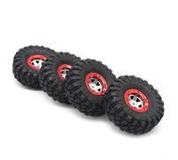 Neumáticos de coche RC escala 1:12, 100 mm de diámetro, 38 mm de ancho con adaptador de cubo hexagonal de 12 mm para la serie FY para vehículos todoterreno para vehículos ROCK (rojo, 4 piezas)