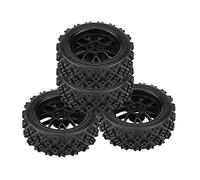Neumáticos de Coche RC Neumático de Goma Llanta de Rueda Neumáticos de vehículos Todo Terreno de Carreras para 1/10 Escala RC Crawler Coche Todoterreno 4 unids/Set(Negro)