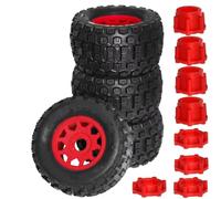 Neumáticos de Coche RC para Sledge para ARRMA para Kraton para Outcast para Tamiya 1/7 1/8 RC Car para Monster Stunt Truck Neumático De 175 Mm Rueda Hexagonal 17 4 Piezas(Red)