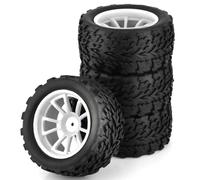 Neumáticos de Coche RC para Traxxas para Arrma para Redcat para HSP para Tamiya 4 Uds 118MM 1/10 RC Camión Neumático Rueda Espuma Inserto 12Mm Hex(White)