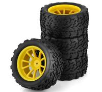 Neumáticos de Coche RC para Traxxas para Arrma para Redcat para HSP para Tamiya 4 Uds 118MM 1/10 RC Camión Neumático Rueda Espuma Inserto 12Mm Hex(Yellow)