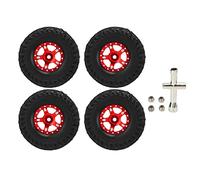 Neumáticos de goma PolyGen RC con bujes hexagonales de 7 mm, 55 mm de diámetro, juego de 4 con tuercas y llave para modificación de orugas de escala Axial SCX24 1/24 (Roja)