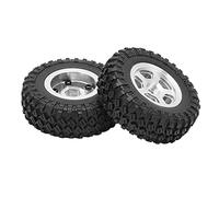 Neumáticos de orugas Rueda de vehículo Beadlock de cinco radios de metal Llantas de aluminio CNC Neumáticos de goma suave Estabilidad de agarre mejorada para SCX24 90081 1/24 (Plata)