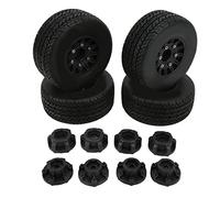 Neumáticos para camiones de recorrido corto RC, ruedas de goma resistentes con adaptadores hexagonales para coches RC todoterreno SENTON TRAXXAS SLASH LOSI escala 1/10, paquete (Negra)