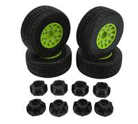 Neumáticos para camiones de recorrido corto RC, ruedas de goma resistentes con adaptadores hexagonales para coches RC todoterreno SENTON TRAXXAS SLASH LOSI escala 1/10, paquete (Verde)