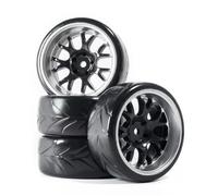 Neumáticos RC para Axial Scx10 Trx4 para Tamiya para HPI RC para Rally En Carretera Neumáticos para Coches 1/10 Drift Ruedas Buje 12 Mm Hex 4 Piezas(Silver)