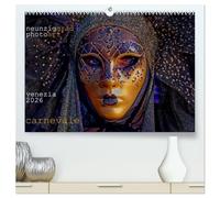neunziggrad I photoart: venezia carnevale (hochwertiger Premium Wandkalender 2026 DIN A2 quer), Kunstdruck in Hochglanz: Der Carnevale zeigt traumhafte Masken.