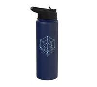 Neural Threads Cubo Neural Fractal Ciencia Geométrica AI Stainless Steel Insulated Water Bottle