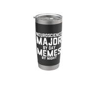Neurociencia Major By Day Memes Noche Estudiante de Ciencias Neuronales Vaso térmico de acero inoxidable de doble pared