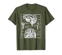 Neurociencia Regalos Arterias del Cerebro Humano Camiseta, Hombre, Verde Oliva, S