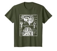 Neurociencia Regalos Arterias del Cerebro Humano Camiseta, Niños, Verde Oliva, 4 años