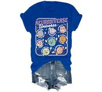 Neurodiverse Universe - Camisa para mujer, educación especial, para maestras, concienciación sobre el autismo, neurodiversidad, azul real, S