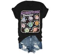 Neurodiverse Universe - Camisa para mujer, educación especial, para maestras, concienciación sobre el autismo, neurodiversidad, Negro, 3XL