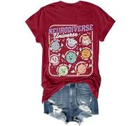 Neurodiverse Universe - Camisa para mujer, educación especial, para maestras, concienciación sobre el autismo, neurodiversidad, Burdeos, XL