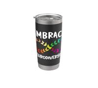 Neurodiversidad Rainbow Infinity Butterfly TDAH Autismo Vaso térmico de acero inoxidable de doble pared