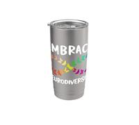 Neurodiversidad Rainbow Infinity Butterfly TDAH Autismo Vaso térmico de acero inoxidable de doble pared