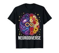 Neurodiverso Cerebro Colorido Espacio Floral Autismo Conciencia Camiseta