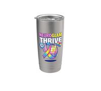Neuroglam Prosperar Sin Disculpas Neurodiversidad Orgullo Actitud Vaso térmico de acero inoxidable de doble pared