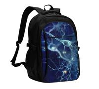 Neurología de células cerebrales en 3D, Mochila de viaje informal para portátil con puerto de carga USB para hombres y mujeres.