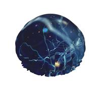 Neurología de neuronas y células cerebrales en 3D,Gorro de ducha, gorro de noche, gorro de baño elástico impermeable de doble capa, reutilizable para el cabello.