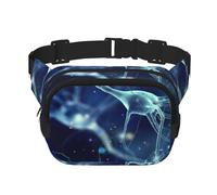 Neurología de neuronas y células cerebrales en 3D,Riñonera Cuadrada de Doble Capa, Bolso de Viaje, Bolso Informal para el Pecho.