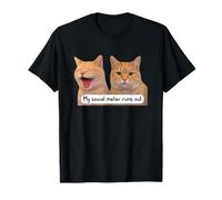 Neurospicy My Social Meter Runs out Funny Introvert Cat Meme Camiseta