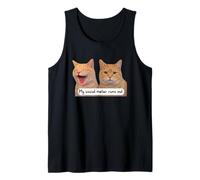 Neurospicy My Social Meter Runs out Funny Introvert Cat Meme Camiseta sin Mangas