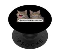 Neurospicy My Social Meter Runs out Funny Introvert Cat Meme PopSockets PopGrip Adhesivo