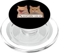 Neurospicy My Social Meter Runs out Funny Introvert Cat Meme PopSockets PopGrip para MagSafe