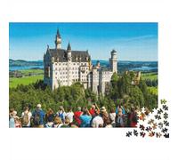Neuschwanstein Castle Jigsaw Puzzles 1000 Piezass Reciclable Material Fairy Castle Mayores Puzzles Educativo Juego Descompresión Padre-Hijo Juego Accesorios 70x50cm/1000 Piezas