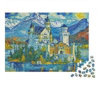 Neuschwanstein Castle Paisaje impresionista Puzzle de 1000 Piezas Puzzle para Adultos Relajante Decoración Hogar 38x26cm/1000pcs