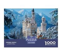 Neuschwanstein Castle Puzzle de 1000 Piezas Paisaje Invernal Puzzle para Adultos Relajante Decoración del Hogar Regalo Familiar 52x38cm/1000pcs