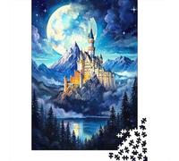 Neuschwanstein Castle Rompecabezas Moonlit Mountain 1000 Piezas Papel Reciclado Adultos Y Mayores De 12 Años Rompecabezas Extremadamente Difícil Y Desafiante 38x26cm/1000pcs