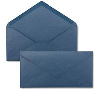 NEUSER PAPIER - Sobres de papel de estraza, 100 unidades, de color azul, de papel reciclado, longitud DIN, 11 x 22 cm, adhesivo para humedecer, vintage
