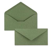 NEUSER PAPIER - Sobres de papel estraza, 75 unidades, de color verde, de papel reciclado, longitud DIN, 11 x 22 cm, adhesivo para humedecer, sobres vintage