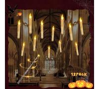 Neusky Decoraciones de Halloween - Velas LED con varita mágica mando a distancia - Velas flotantes para interiores, hogar, habitación, aula, dormitorio, fiesta de cumpleaños (12)