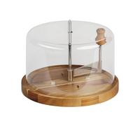 NEUSTANLO Cortador de queso con tapa de 21,7 cm de diámetro, madera de acacia certificada FSC, perfecta para Tête de Moine y otros quesos | Almacenamiento higiénico, duradero y multifuncional