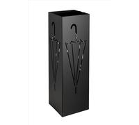 Neustein Paragüero moderno de metal para hogar y oficina, diseño de paraguas, 2 ganchos, 2 bandejas de recogida de agua extraíbles, 15,5 x 15,5 x 49 cm, negro, cuadrado