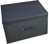 Neusu Caja De Almacenamiento Plejable Con Tapa Adjunta - Jumbo XL 50x40x30 cm - Capacidad 60L - Tablero Reforzado 3mm - Negro