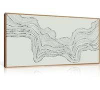 Neutral Abstract Canvas Wall Art Black Beige Wave Line Decor, Large Minimalist Painting Print for Living Room Office(80x160cm/Sin marco)