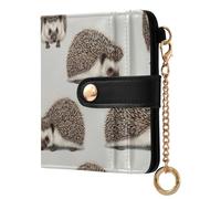 Neutral Hedgehog - Cartera para mujer con bloqueo RFID, piel sintética, delgada, con bolsillo para monedas y cierre a presión