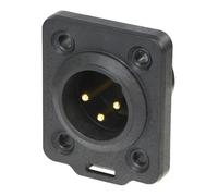 NEUTRIK Conector XLR Macho de 3 Polos para Chasis, Chapado en Oro, Uso Profesio