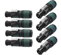 Neutrik NL4FXX-W-S - Juego de 8 conectores de cable speakON de 4 polos, conjunto de terminal de tornillo de buje verde, audio de altavoz, para cables de 6 a 12 mm de diámetro