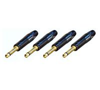 Neutrik NP2X-B Mono - 4 conectores para guitarra TS de in in / 6,35 mm, contacto dorado, carcasa negra