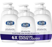 Neutro Roberts, Jabón Líquido Hidratante con Glicerina, Jabón Líquido para Manos con Ingredientes Naturales - Botella de Bioplástico Reciclable - Paquete de 6 x 200 ml